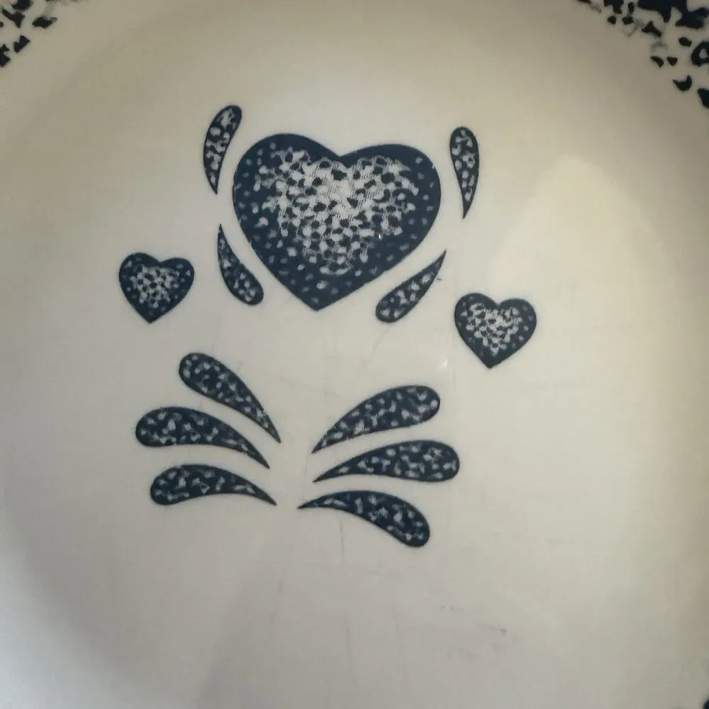 Set of 3 Corelle BLUE HEARTS Dinner Plates Cottagecore Shabby Chic